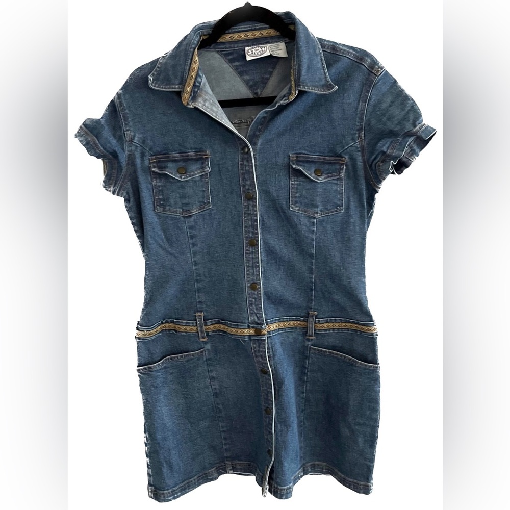 CAROLINA BLUES Vintage Y2K Denim Button Down Dress, Size 14